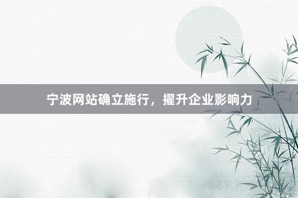 宁波网站确立施行,擢升企业影响力